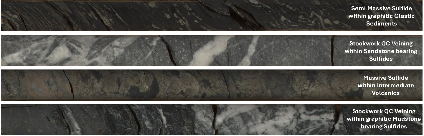 Figure 1 - Forms of Mineralization intercepted along the drill hole N2-25-003.